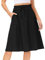 Jupes pour femmes - Jupe mi-longue évasée avec cordon de serrage élastique - Longueur genou - Avec poches - Style décontracté - Couleur unie - Pour les vacances et les voyages, 1- Noir., 44