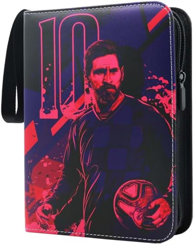 YCWIN Fußball Sammelkarten Album, Fussball Karten Sammelheft für 400 Karten, 4 Pocket Karten Sammelalbum mit Reißverschluss, 50 Herausnehmbaren Seiten, Sport Karten Halter, 3 Ringe Karten Mappe