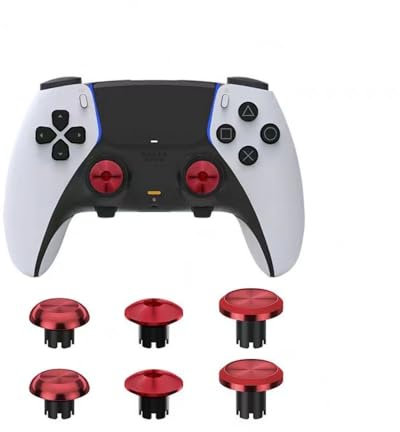 Hzxkqmil Thumbsticks de Metal de Repuesto para PS5 Edge Controller - 6 en 1 Joystick Analógico Palanca de Pulgar Intercambiable Accesorios Personalizados, Rojo