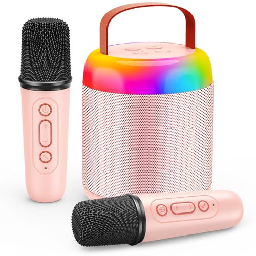 Micro Karaoke Enfant avec 2 Micro sans Fil, Gralal Cadeau Fille 4-12 Ans Jouet Fille 3-12 Ans Micro Enfant Microphone Bluetooth Mini Karaoke Machine Cadeau Anniversaire Fille 5-11 Ans
