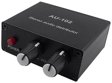 iFutniew 1 Piece Audio Distributor Stereo Audio Mixer 1 Input 2 Output Audio Mixer for Power Amplifier Active Audio, 500404247