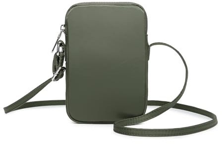 YONBEN Petit sac à main à bandoulière avec fermeture éclair pour téléphone portable - Mini sac à bandoulière pour smartphone avec fentes pour cartes de crédit (vert kaki)