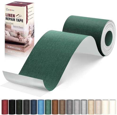 Cahomo Flicken Selbstklebend Stoff, Leinenstoff Patches Selbstklebend, 10x200 cm Leinen Reparatur Patches für Sofa, Autositze, Bootssitze, Bürostuhl, Vorhang - Grün