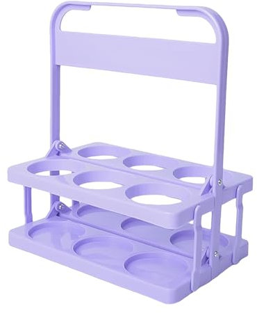 Generic Foldable Drink Carrier, 6-Hole Reusable Beer & Wine Bottle Holder, Modern Purple Tabletop Bottle Rack