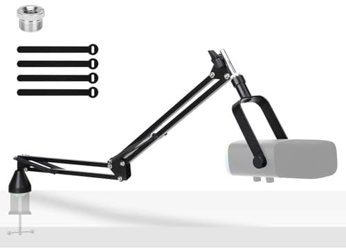YOUSHARES Low Profile Mic Arm - Microphone Boom Arm Stand Compatible with HyperX Mic, FIFINE Mic, Blue Yeti Microphone and Most Mic, Adjustable LP Mic Stand for Podcast, Streaming