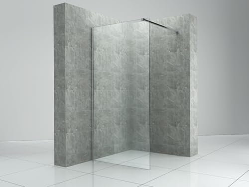 Duschabtrennung Glas 8 mm Duschwand Sicherheitsglas NANO Beschichtung, Breite x Höhe:800 x 2000 mm, Querstange + Wandhalter:Chrome