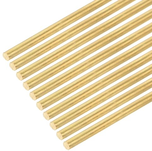 DMiotech 20 Pcs 2mm x 100mm Tiges en Laiton, Tige Ronde en Laiton Massif pour Bricolage, Tiges de Soudage, Barre de Tour, Stock pour Poinçons à Dérive, Modèle d'Arbre, Avion, Voiture