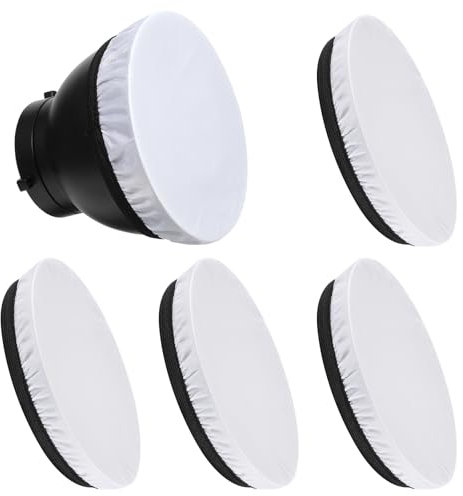 4 Stück Diffusor Socke 18 cm/7 Inch weiches Weiße Diffusor Lampensocke Lichtdiffusor Tuch Weiche Diffusor Lampenabdeckung Kamera Speedlite Softbox Shade Abdeckungstuch für Ringlicht Blitzlicht-Weiß