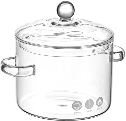 WATIIFUFU cacerola de vidrio olla de estufa con tapas maceta de nido de pájaro avena vaso no olla microondas olla para microondas olla de sopa olla de fideos Transparent
