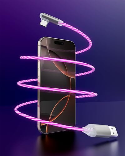 Cavo Rosa da USB A a USB C, 66W Cavo di ricarica veloce Glow in The Dark compatibile con iPhone 16 15,Samsung S23/S22/Z Flip 4/Z Fold 4/S21/S20/A53/A52/Huawei P30/P20,Sony,Xiaomi