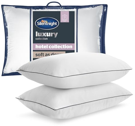 Silentnight Hotel Collection Soft as Down Pillow - Luxurious Sink-In Feeling Of Down Soft Touch Quality Breathable Hypoallergenic Medium Support - Synthetic Down Alternative (2 Pack)