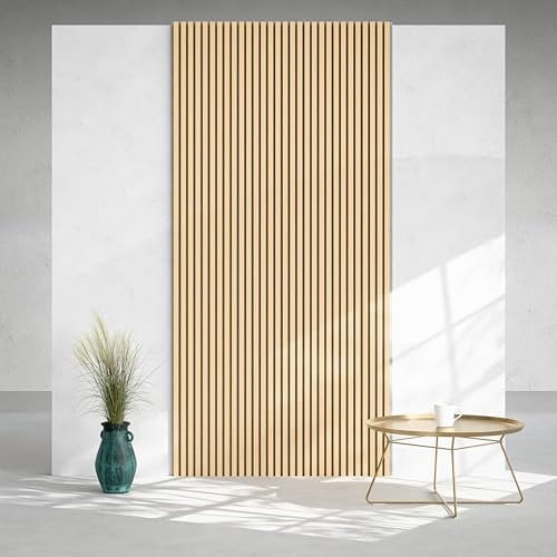 Lot de 2 Panneaux Tasseaux Bois - Chêne Feutre Blanc - 3 m², 2500 x 600 mm, Mon Marché Déco