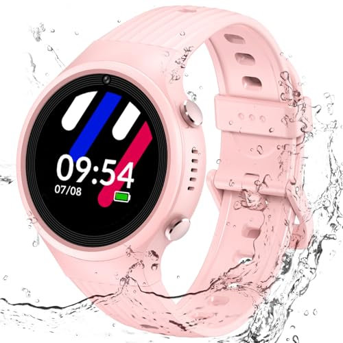 PTHTECHUS 4G Smartwatch Kinder mit GPS, IP68 Wasserdicht Kinder Smartwatch mit Videoanruf, Telefon, SOS, Schulmodus, Voice Chat, Schrittzähler, Wecker Kinderuhr für Mädchen und Jungen