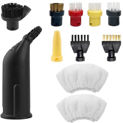 Wiseten 15 Accessoires pour Nettoyeur Vapeur Karcher Easyfix SC1 SC2 SC3 SC4 SC5, Kit de Brosses Rondes Buse Embouchure et Chiffons Serpillère pour Buse à Main