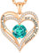 Collier Femme Coeur Collier Pendentif Pierre de Naissance pour Bijoux Cadeau Fête des NoëL Anniversaire Graduation Maman Fête des Mères (Cuivre, Or Rose 12)