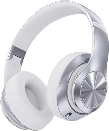 ZTOZ Wireless Headphones Over-Ear Bluetooth Adjustable Headphones 42 Hours of Listening Time Volume Control, Fitting in Gaming/Running/Sports Headphones for iPhone/Android/Samsung - Silver