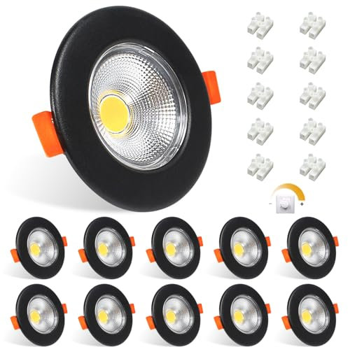 Allesgute 10er LED Einbaustrahler 230V Schwarz Dimmbar 7W 600LM LED Spots Flach Einbauleuchten Deckenspots 65-85mm Lochmaß Einbauspots 4000K Neutralweiß für Schlafzimmer