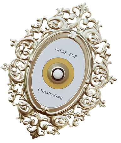 QINZITAO Vintage Decorative Doorbell Push Button Door Rings Bells Champagne Themed Decoration Wall Plaques Ornament Easy to Use
