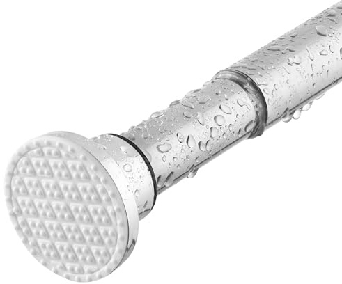 Silber Duschvorhangstange ohne Bohren aus Edelstahl 70 bis 286.5cm | Ausziehbare Feder Spannstange Rostfrei & Rutschfest, Teleskopstange für ihre Badewanne