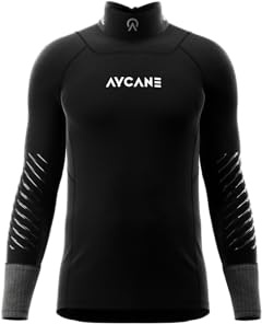 AYCANE Lama - Strato base per hockey su ghiaccio, nero con protezione per taglio A6 per collo e polsi, maniche lunghe, manico in silicone, BNQ (uomo, M)