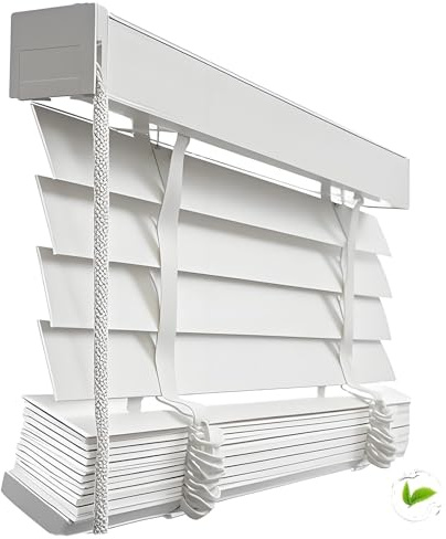 Solid Wooden Blackout Blinds & Shades, Custom Size Horizontal Windows Blinds Width 25cm-160cm for Interior, Venetian Shades Protecting Privacy Thermal Insulation(White)