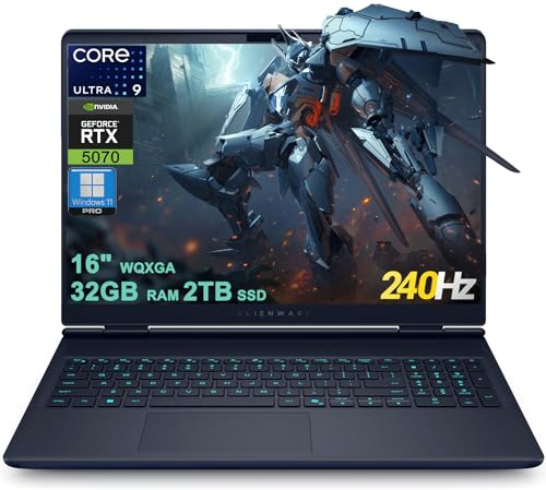 Dell Alienware 16X Aurora Gaming AI Laptop 16 WQXGA 240Hz (100% DCI-P3) Intel 24-core Ultra 9 275HX 32GB RAM 2TB SSD GeForce RTX 5070 (Up to 988 AI Tops) Thunderbolt Win11Pro ICP Hub w/Copilot