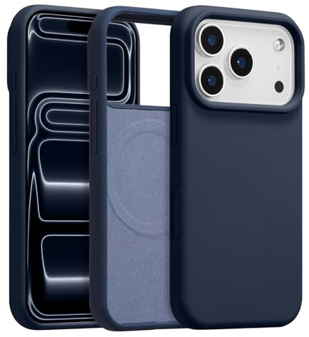 UCASONG Magnetic for iPhone 17 Pro -6.3Inch Liquid Silicone Phone Case, Compatible with MagSafe, Cute Plain Solid Color Slim Case Soft Smooth Matte Shockproof Protective Cover, Midnight Blue