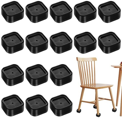ZIJANG 16 Stück Möbelerhöhungen 7 x 7 x 3,5 cm Schwarz | Stapelbare Erhöhungsfüße für Sofa, Stuhl, Tisch und Waschmaschine, Stabile Lösung zur Möbelanpassung