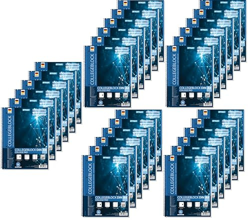 Stylex 43888-P30 - Collegeblock liniert, 30 Stück in DIN A4, je 80 Blatt mit 60 g/m² mit Spiralbindung