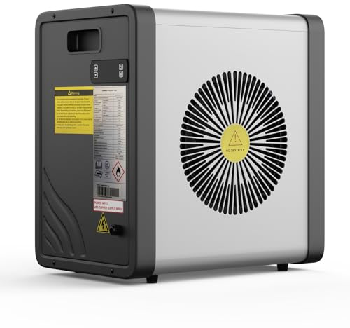 Ryuhic Mini-Wärmepumpe für Pools – 5 kW steckerfertig, leise (29–45 dB), COP 5,5, 220–240 V – Heizen & Kühlen für bis zu 20 m³ – verlängert die Badesaison um Monate