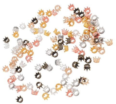 Chrees 120 perlas para barba de aleación, forma de corona de estilo tibetano, estilo tibetano, perlas trenzadas para joyas para el cabello