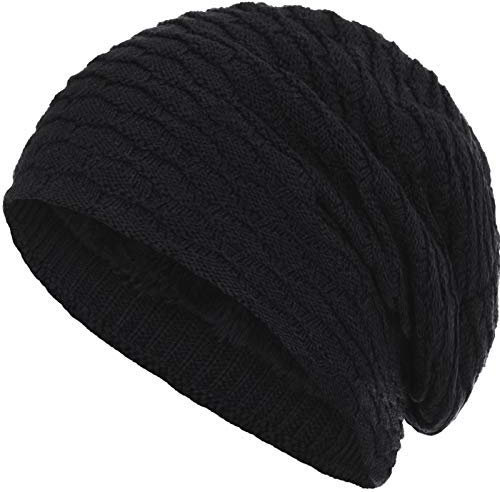 Compagno Wintermütze warm gefütterte Mütze Wabenmuster Beanie meliert Einheitsgröße, Farbe:Schwarz