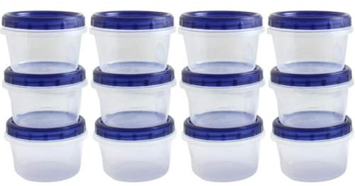 HomeyGear Twist Top Food Deli Containers Screw And Seal Lid 16 Oz Stackable Reusable Plastic Storage Container 12 Pack (475 ml)