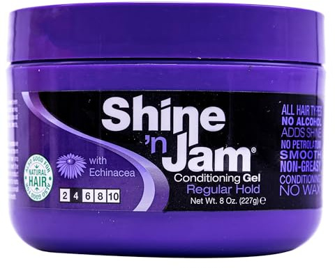 Ampro Shine-n-Jam Regular - Enriquecido con Equinácea para Estimular el Crecimiento del Cabello - Ideal para Domar Flequillos y Trenzas - 227 g