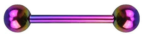 Brustwarzenpiercing Titan Frau Stab Kugeln nickelfrei Nippelpiercing Glitzer Rainbow-14mm