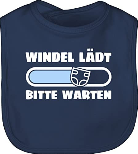 Baby Lätzchen - Strampler Mädchen & Junge - Windel lädt Bitte warten in weiß und blau - Unisize - Navy Blau - lustige babysachen sachen für neugeborene wird beladen latz babykleidung sprüche