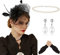 Fascinators Hüte 20er 50er Jahre Hut Pillbox Hut Cocktail Tee Party Kopfbedeckung mit Schleier für Mädchen und Frauen, D-schwarz Set-3, Einheitsgröße