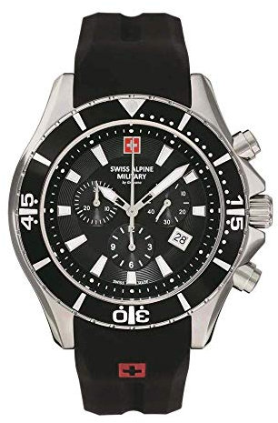 Swiss Alpine Military Herren Uhr Chronograph Analog Quarz 7040.9837SAM Siikon