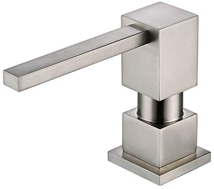 Distributeur de Savon pour évier de Cuisine en Nickel brossé, Tout en Laiton intégré et Recharge de Top Design, Savon à Main en métal et Pompe à Vaisselle en cuivre