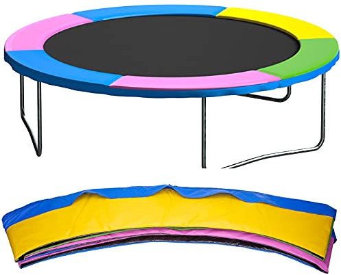 Cliselda Trampolin Randabdeckung 305 cm,Federabdeckung,Trampolinzubehör,Randschutz, Sicherheitsmatte, UV-resistent, Reißfestes,8 Stangen - Mehrfarbig