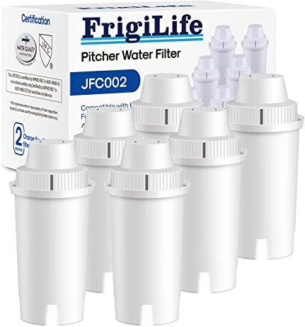 FrigiLife Ricambio per dispenser Brita Filters Certified Water Filter Brocca, compatibile con Mavea 107007 standard, Brita Classic 35557, OB03, Maxtra (confezione da 6)