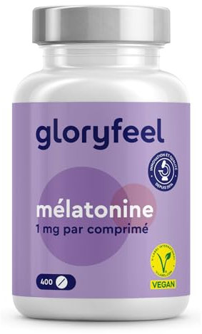 Melatonina per Dormire, Scorta +1 Anno, 400 Compresse, 1 mg per Compressa, per Prendere Sonno e per Fisiologico Rilassamento, Melatonina Forte Pura, Testato in Laboratorio, Vegan