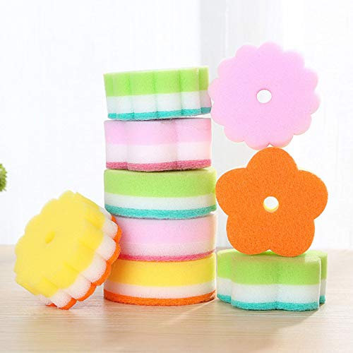 TOSSPER 5pcs del Plato En Forma De Esponjas Estropajos Flor Esponja Cepillo De Lavado Vajilla De Vidrio Esponja De Cocina O Limpieza con Herramienta Color Azar