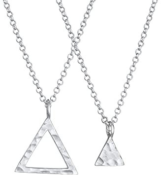 Elli Halskette Damen Partnerkette Dreieck Anhänger Triangel Geo Minimal in 925 Sterling Silber
