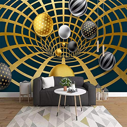 Moderne 3D Stereo Sphere Space Wandbild Tapete Wohnzimmer Schlafzimmer Kreative Selbstklebende Wasserdichte Leinwand Wandmalerei Aufkleber,200(W)*140(H)Cm