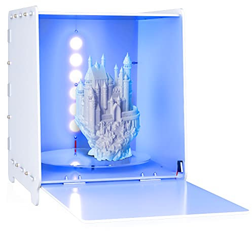 DERUC Scatola Luminosa in Resina UV per Stampante 3D SLA/DLP/LCD Resin, Rotary Resina Lampada UV GCB-2, Scatola Per Polimerizzazione In Resina UV 405nm, Grande Dimensione (250 x 250mm)