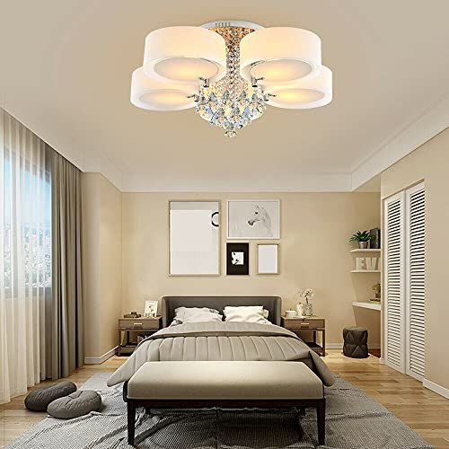 LED Deckenleuchte Dimmbar ,RGB Kristall-Kronleuchter Wohnzimmerlampe Schlafzimmer Deckenlampe Fernbedienung Farbwechsel,moderne Deckenbeleuchtung Deckenlampe Kronleuchter Lampe, 【Energieklasse A++】