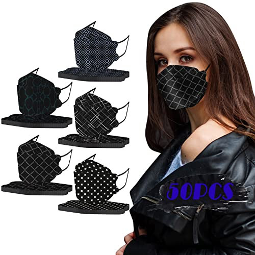 DeaAmyGline 50 Stück Mundschutz Erwachsene Bunt,4-lagige,Einweg,Neuer-Trend 3D Fisch-Form,Atmungsaktiv und Staubdicht,Mund und Nasenschutz Mund-Tuch Bandana Halstuch Schals (H22)