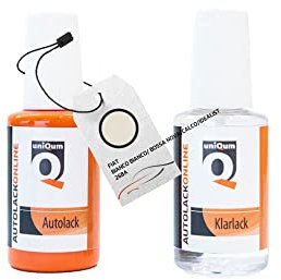 uniQum Autolack Stift + Klarlack im Vorteilsset fürs Auto für FIAT BIANCO BIANCO/BOSSA NOVA/CALCO/IDEALIST 268A Autolack Reparatur 2 x 30 ml