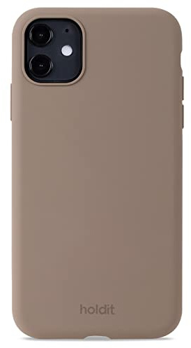 holdit Silikonhülle iPhone 11/Xr (6,1”) - 0,8mm Ultra dünn Handyhülle Silikon - Trendy Slim Silicone case mit Voller Schutz (erhöhte Kante für Kameraschutz) - Mocha Brown
